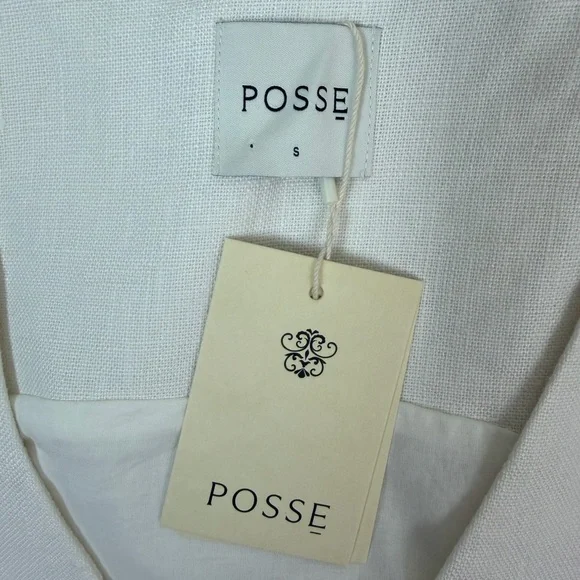 NWT Posse Effi Mini Dress 100% Linen White Size S